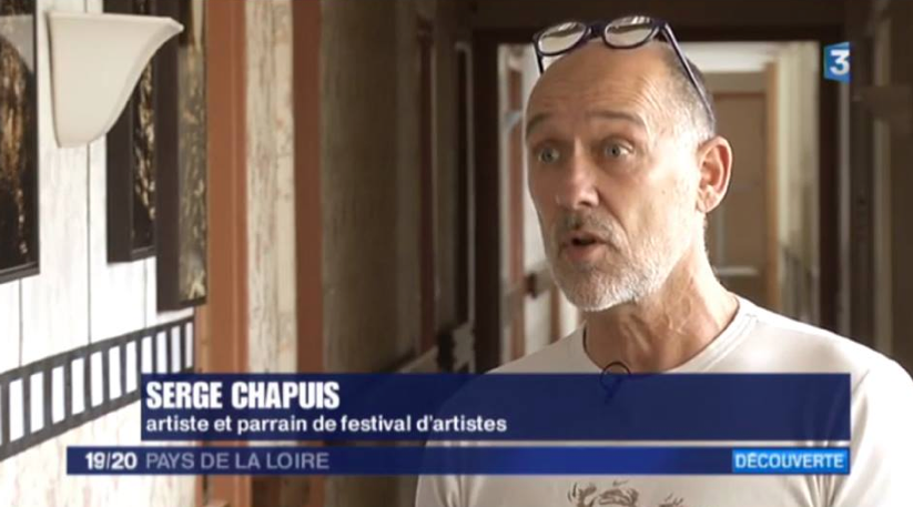 Reportage sur la "Villa des Indépendants" lors de la venue de France 3 Serge Chapuis Plasticien, Parrain du festival